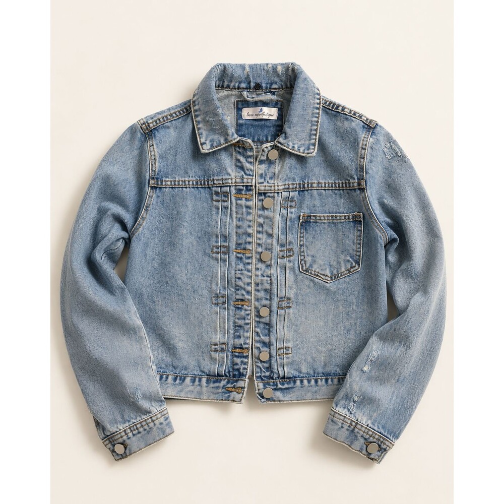 Luxe Apothetique Women’s Distressed Light Wash Denim Jean Jacket Cotton